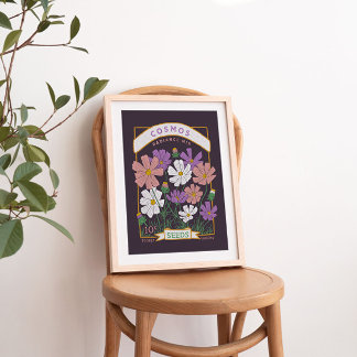Kosmos Blume Saatpackmittel (tief Lila) Poster