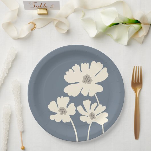 Kosmos-Blume Silhouetten Moderne Blumenmauer Pappteller (Hochzeit)