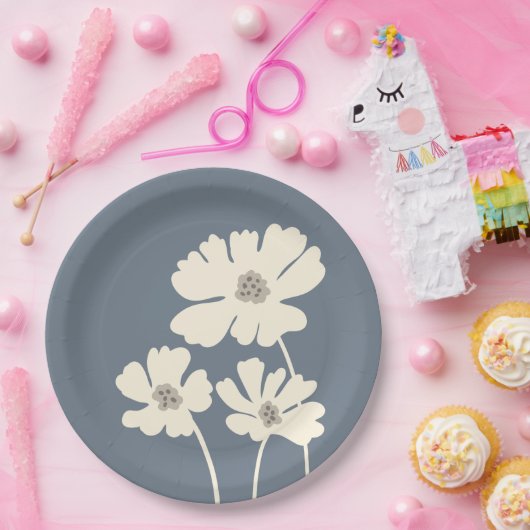 Kosmos-Blume Silhouetten Moderne Blumenmauer Pappteller (Party)