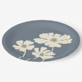 Kosmos-Blume Silhouetten Moderne Blumenmauer Pappteller (Schrägansicht)