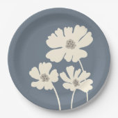 Kosmos-Blume Silhouetten Moderne Blumenmauer Pappteller (Vorderseite)