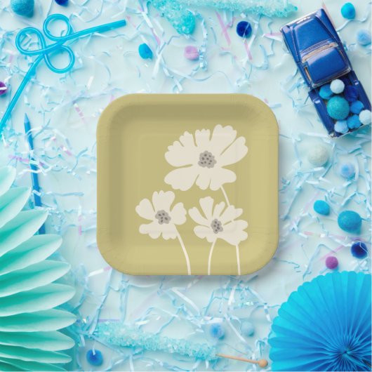 Kosmos-Blume Silhouetten Moderne Blumenmauer Pappteller (Party)