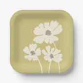 Kosmos-Blume Silhouetten Moderne Blumenmauer Pappteller (Vorderseite)