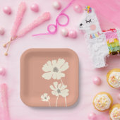 Kosmos-Blume Silhouetten Moderne Blumenmauer Pappteller (Party)