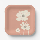 Kosmos-Blume Silhouetten Moderne Blumenmauer Pappteller (Vorderseite)