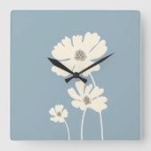 Kosmos-Blume Silhouetten Moderne Blumenmauer Quadratische Wanduhr (Vorderseite)