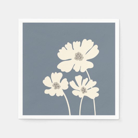 Kosmos-Blume Silhouetten Moderne Blumenmauer Serviette (Vorderseite)