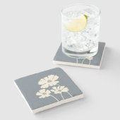 Kosmos-Blume Silhouetten Moderne Blumenmauer Steinuntersetzer (Seitenansicht)