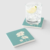 Kosmos-Blume Silhouetten Moderne Blumenmauer Steinuntersetzer (Seitenansicht)