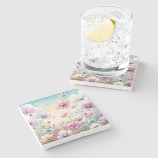 Kosmos-Blume und Kostenvoranschlag Steinuntersetzer (Seitenansicht)