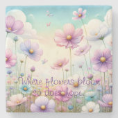 Kosmos-Blume und Kostenvoranschlag Steinuntersetzer (Vorderseite)