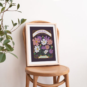 Kosmos-Blumen-Samenpaket-Plakat (Tiefes Violett) Poster