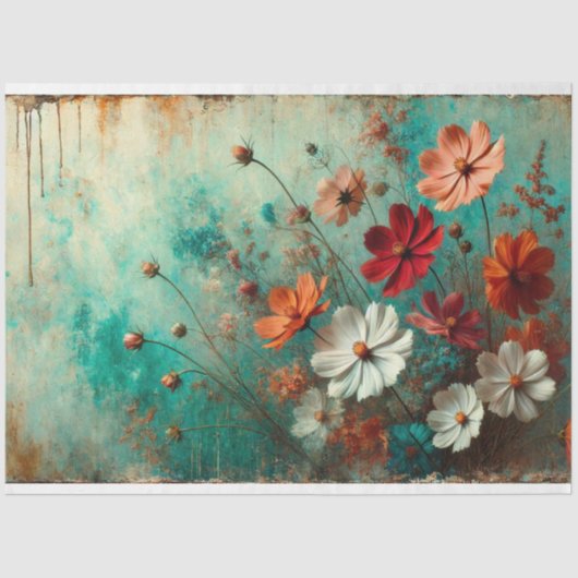 Kosmos Flora und Fauna Dekoupage Seidenpapier (Vorderseite)