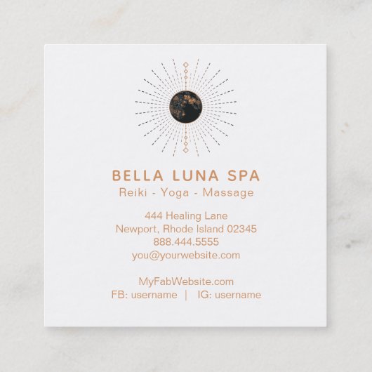 *~* Kosmos Lunar Energy regays Moon Shaman Quadratische Visitenkarte (Rückseite)