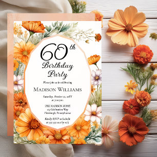 Kosmos   Marigolds Floral 60. Geburtstagsparty Einladung