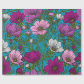 Kosmos-Mix auf blau Geschenkpapier (Flach)