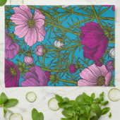 Kosmos-Mix auf blau Geschirrtuch (Gefaltet)