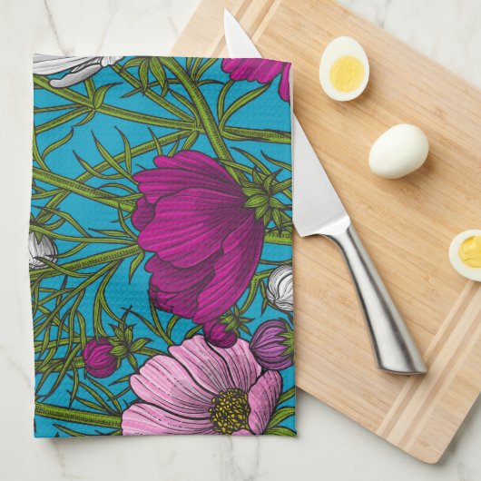 Kosmos-Mix auf blau Geschirrtuch (Viertel Falte)