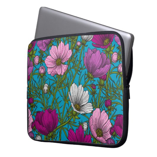 Kosmos-Mix auf blau Laptopschutzhülle (Vorderseite Links)