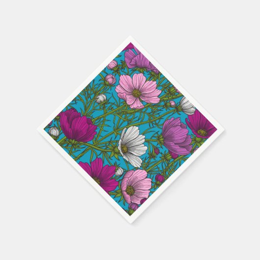 Kosmos-Mix auf blau Serviette (Ecke)