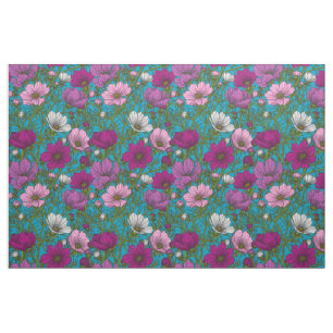 Kosmos-Mix auf blau Stoff