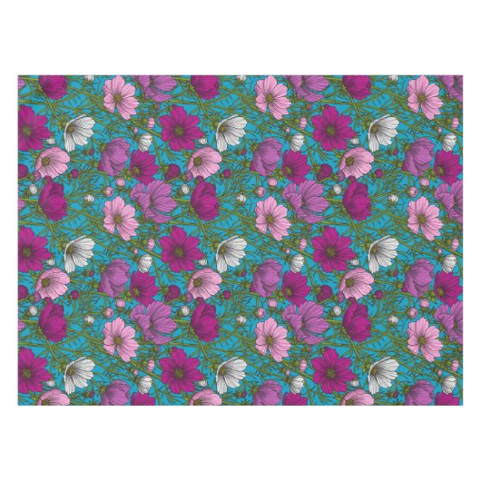 Kosmos-Mix auf blau Tischdecke (Vorderseite (Horizontal))