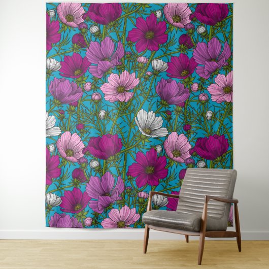 Kosmos-Mix auf blau Wandteppich (Beispiel)