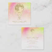 ~ Kosmos Regenbogen Stars Mondmond Quadratische Visitenkarte (Vorne/Hinten)