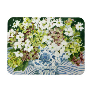 Kosmos und Hydrangeas in einem chinesischen Vase Magnet