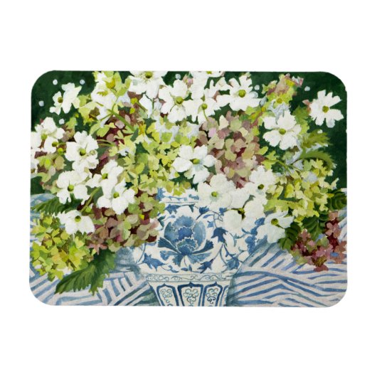 Kosmos und Hydrangeas in einer chinesischen Vase 2 Magnet (Horizontal)