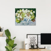 Kosmos und Hydrangeas in einer chinesischen Vase 2 Poster (Heimbüro)
