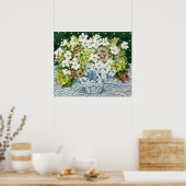 Kosmos und Hydrangeas in einer chinesischen Vase 2 Poster (Küche)