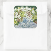 Kosmos und Hydrangeas in einer chinesischen Vase 2 Quadratischer Aufkleber (Tasche)