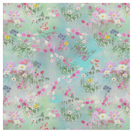 Kosmos und Wildblumen Stoff