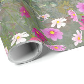 Kosmos-Wildblumen Geschenkpapier (Rolleneckpunkt)