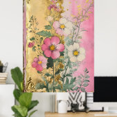 Kosmosblumen in voller Blüte mit Blütenblättern in Poster (Heimbüro)