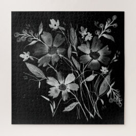 Kosmose in Schwarz-Weiß-Blütenrätchen Puzzle