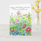 Kosmoswatercolor-Blumen-alles- Gute zum Karte (Gelbe Blume)