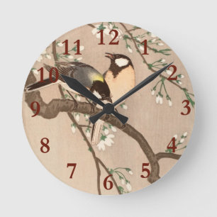 Koson Bird Chickadee Songbird Runde Wanduhr