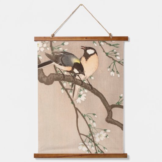 Koson Bird Chickadee Songbird Wandteppich Mit Holzrahmen (Vorderseite)