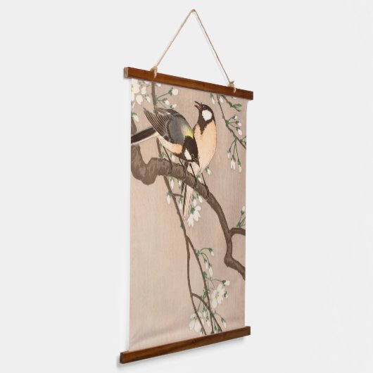 Koson Bird Chickadee Songbird Wandteppich Mit Holzrahmen (Gewinkelt)