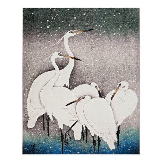Koson - Eine Gruppe von Egrets Poster (Vorderseite)