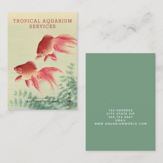 Koson, Goldfish - Japanische Kunst - Aquarium Visitenkarte (Vorne/Hinten)