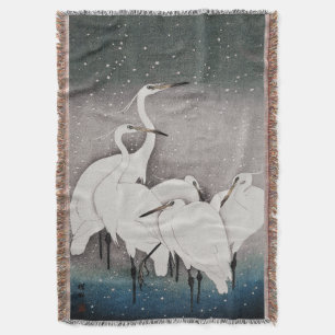 Koson Reiher im Schnee: Vintage-Japan Decke