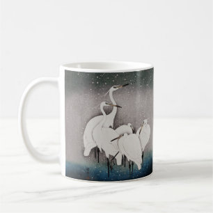 Koson Reiher im Schnee: Vintage-Japan Kaffeetasse