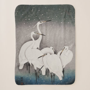 Koson Reiher im Schnee: Vintage-Japan Sherpadecke
