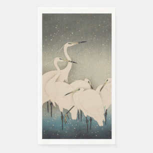 Koson White Egrets Japanischer Crane Winterschnee Serviette