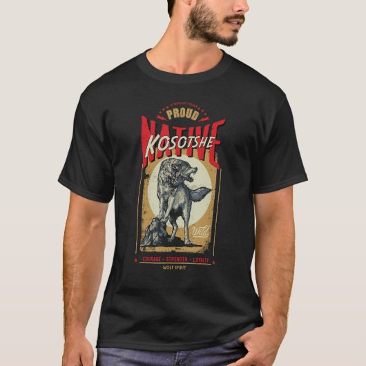 Kosotshe Native American Indian Born Wolf Spirit R T-Shirt (Vorderseite)