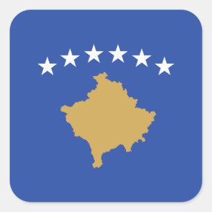 kosovarische Flagge, Flagge des Kosovo Quadratischer Aufkleber