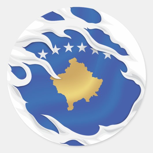 kosovarische Flagge Runder Aufkleber (Vorderseite)